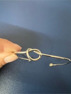 Silver Tone Knot Open Cuff Bracelet for Women